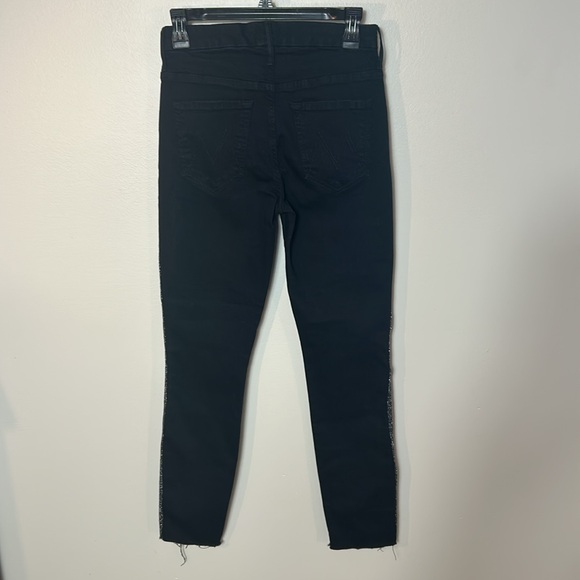 Mother black The Looker high waisted ankle fray jeans in Guilty Glitter Racer - Picture 9 of 16